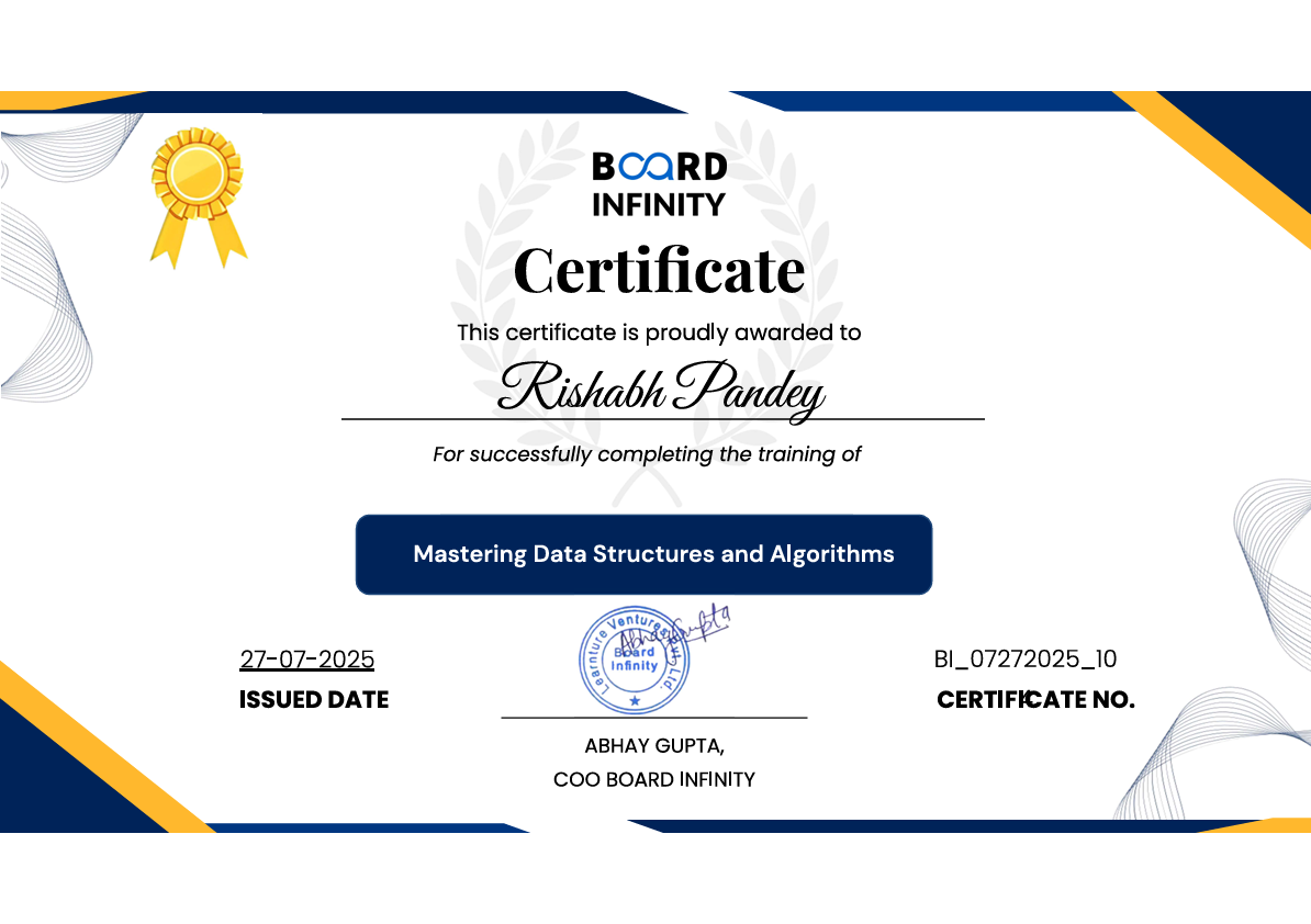 Mastering Data Structures & Algorithms Certificate