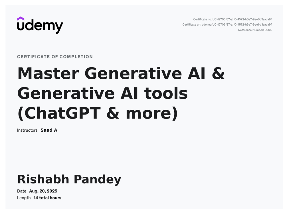 Master Generative AI & Generative AI Tools Certificate
